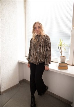 Vintage 80's Brown Patterned Blouse