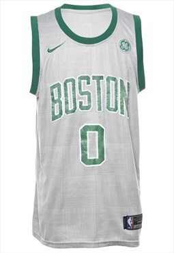 Vintage Nike Grey & Green Boston NBA Vest - L