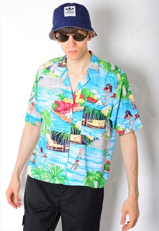 VINTAGE 80S UNISEX COLOURFUL HAWAII FESTIVAL SHIRT