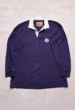 Vintage Cotton Traders Scotland Navy Rugby Polo