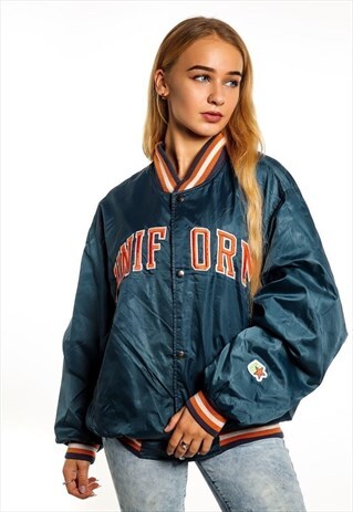 VINTAGE EMBROIDER VARSITY JACKET J2103