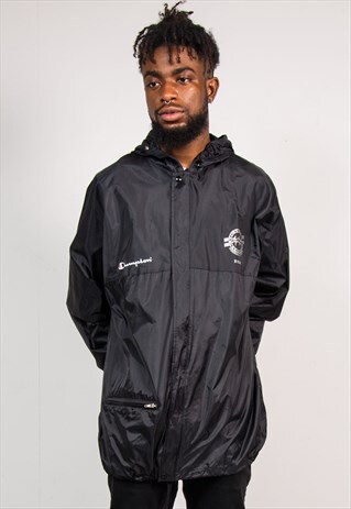 Vintage 90's Black Champion Sports Cagoule Coat Jacket | The Vintage ...