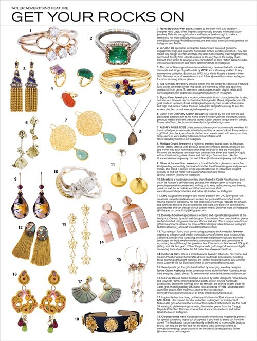 Cecescrowns featured in the get your rocks on page in Tatler magazine 