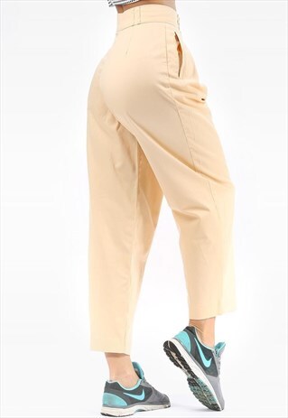TAPERED MOM TROUSERS HIGH WAIST PLEATED PANTS
