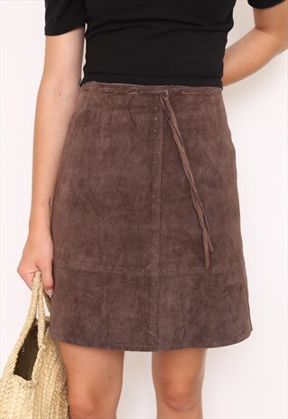 VINTAGE 90S BROWN SUEDE MINI SKIRT