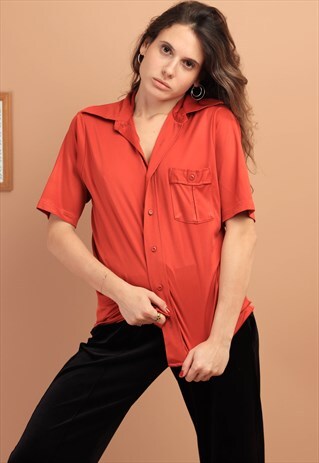 VINTAGE 80S SHORT SLEEVES SHIRT ORANGE