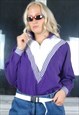 Vintage 80's Bright Purple White Baggy Disco Jumper Sweater