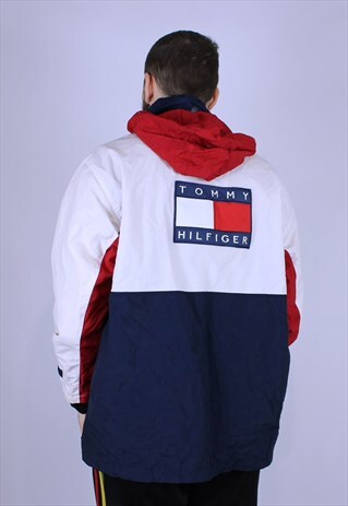 TOMMY HILFIGER VINTAGE BIG LOGO JACKET MEN RARE