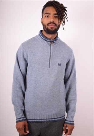 SERGIO TACCHINI MENS VINTAGE JUMPER SWEATER LARGE BLUE 90S