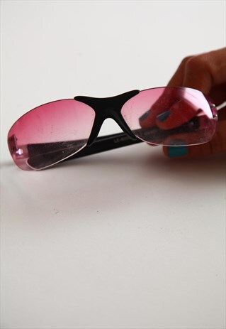 VINTAGE RIMLESS FRAME, DEEP ORCHID PINK LENSES