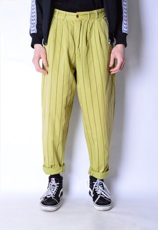 VINTAGE 80S LIME GREEN STRIPED PANTS