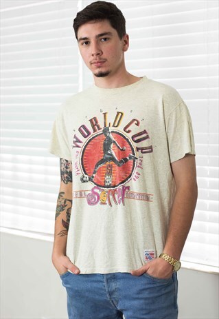 VINTAGE WORLD CUP T-SHIRT LOGO 90S L 6.8