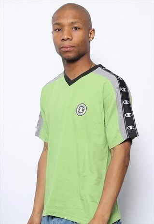 VINTAGE CHAMPION TAPE LOGO T-SHIRT GREEN