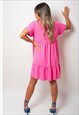 JUSTYOUROUTFIT SHORT SLEEVE SWING DRESS PINK