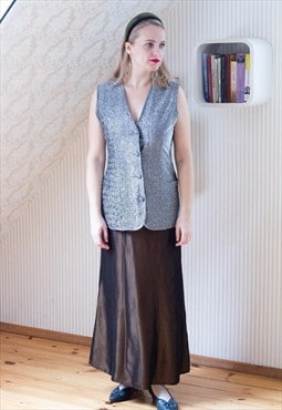 Grey sliver glittery vintage waistcoat top