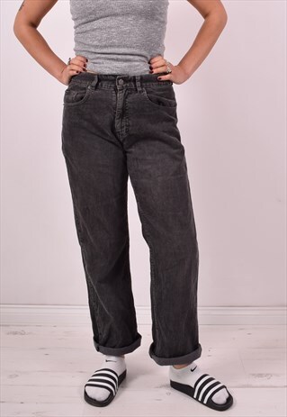 CALVIN KLEIN WOMENS VINTAGE CORDUROY TROUSERS W29 L29 GREY 9
