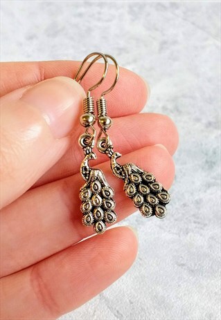 MINI VINTAGE-STYLE PEACOCK EARRINGS