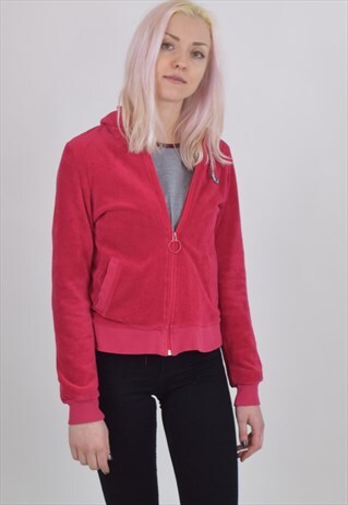 VINTAGE 90S PINK RED FRED PERRY TRACKSUIT TOP SWEATSHIRT