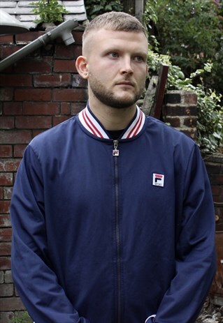 VINTAGE NAVY FILA SPORT TRACK JACKET LARGE