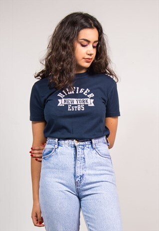90'S VINTAGE NAVY BLUE TOMMY HILFIGER T-SHIRT