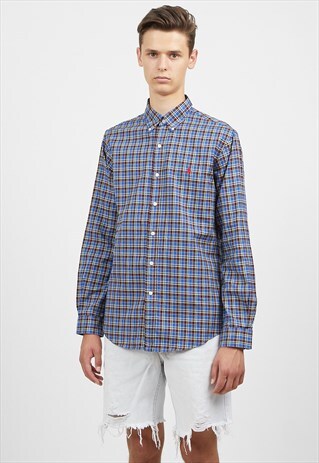 VINTAGE BLUE RALPH LAUREN LONG SLEEVE CHECKERED SHIRT
