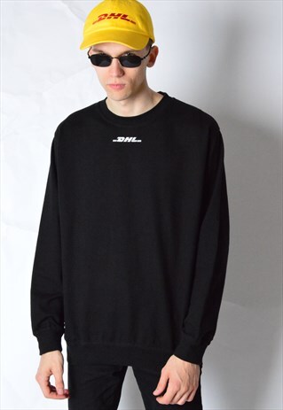VINTAGE 90S BLACK MINIMALIST DELIVERY SWEATSHIRT