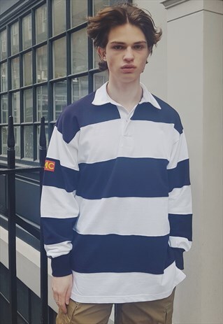 RUGBY SHIRT WHITE & NAVY STRIPE