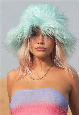 Super Fluff Faux Fur Hat (Turquoise)