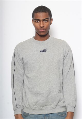 VINTAGE PUMA CENTRAL LOGO SWEATSHIRT GREY