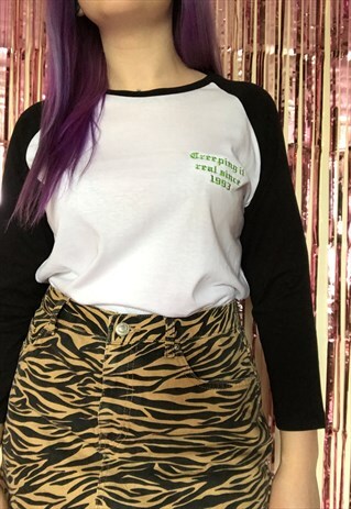 CREEPING IT REAL SINCE PERSONALISED EMBROIDERED BASEBALL TEE