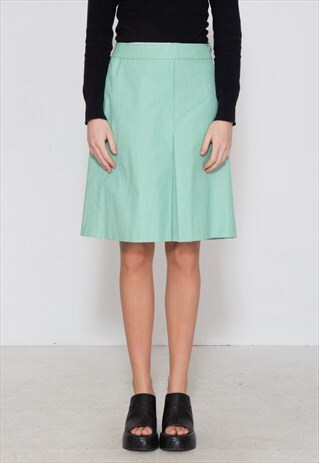 VINTAGE GREEN STRIPED MINI SKIRT