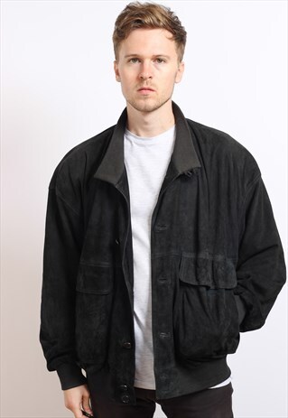 VINTAGE OVERSIZED SUEDE BOMBER JACKET