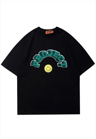 KALODIS SMILEY EMBROIDERED CASUAL T-SHIRT