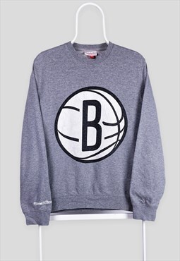 Vintage NBA Brooklyn Nets Basketball Grey Sweatshirt Small