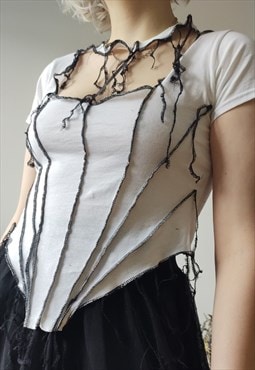 The white t-shirt corset style deconstructed top M2O
