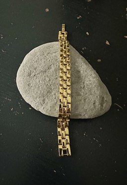 80's Gold Metal Chain Link Vintage Bracelet