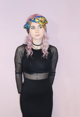 PRINTED ORANGE AND GREEN HEAD SCARF