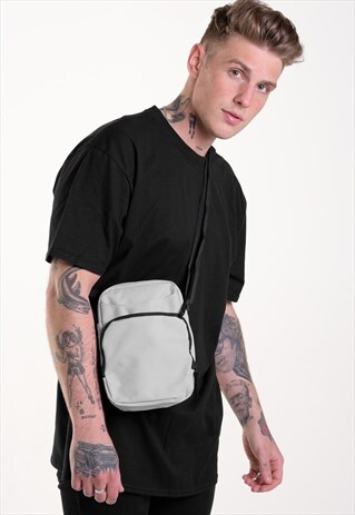 CROSS BODY FESTIVAL SHOULDER TOTE MAN BAG - SILVER/BLACK
