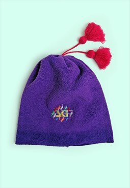 Vintage 80's 90's Polartec Fleece Ski Hat Winter Purple