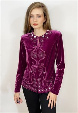 Vintage Embroidered Velvet Blazer by Edgar Vos