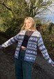VINTAGE KNITTED NORDIC ABSTRACT PATTERN CARDIGAN