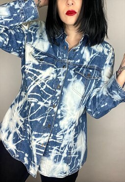 Grunge style bleached Acid Wash Reworked Shirt Size Medium