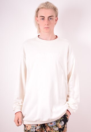 MENS VINTAGE SWEATSHIRT JUMPER XL WHITE 90S