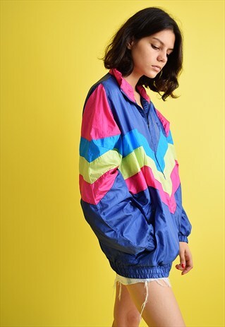 80'S RETRO OVERSIZED ATHLEISURE SHIMMER BOMBER JACKET TOP