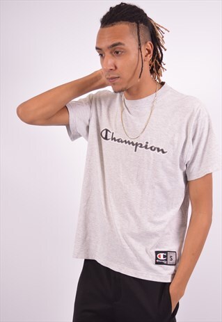 CHAMPION MENS VINTAGE T-SHIRT TOP SMALL GREY 90S
