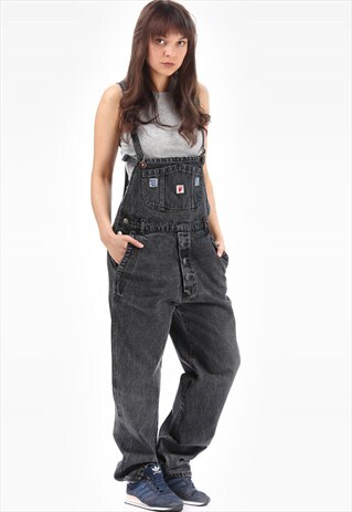 DENIM WORN IN OVERALLS DUNGAREES 90S BAGGY FADED