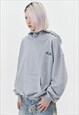 RAISED NECK HOODIE UTILITY TOP GORPCORE JUMPER IN GREY