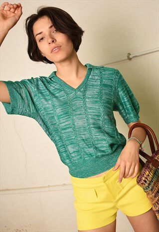 70'S RETRO KNIT STRIPED PARIS CHIC FESTIVAL GARM JUMPER TOP