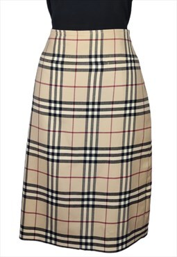 Vintage Burberry Linen Skirt Nova Check pattern, Size M