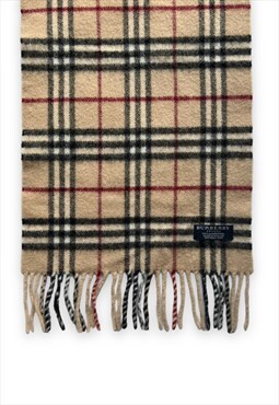 Burberry scarf beige nova check wool woolly tassel Unisex